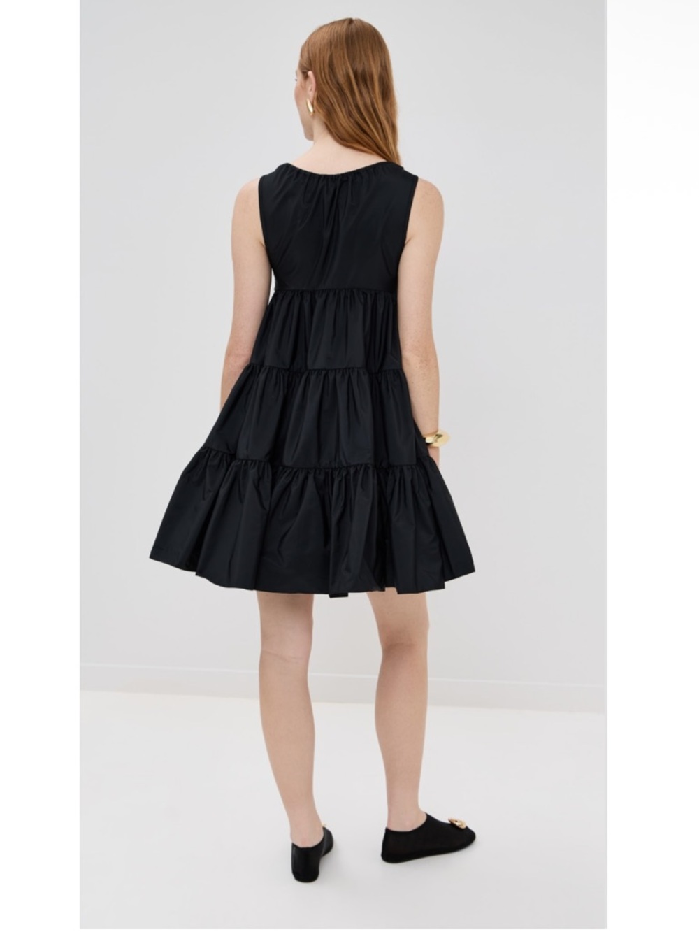 Cecilie Bahnsen Babydoll Tiered Taffeta Drawcord Sleeveless Mini Aino Dress 4 - Picture 3 of 13